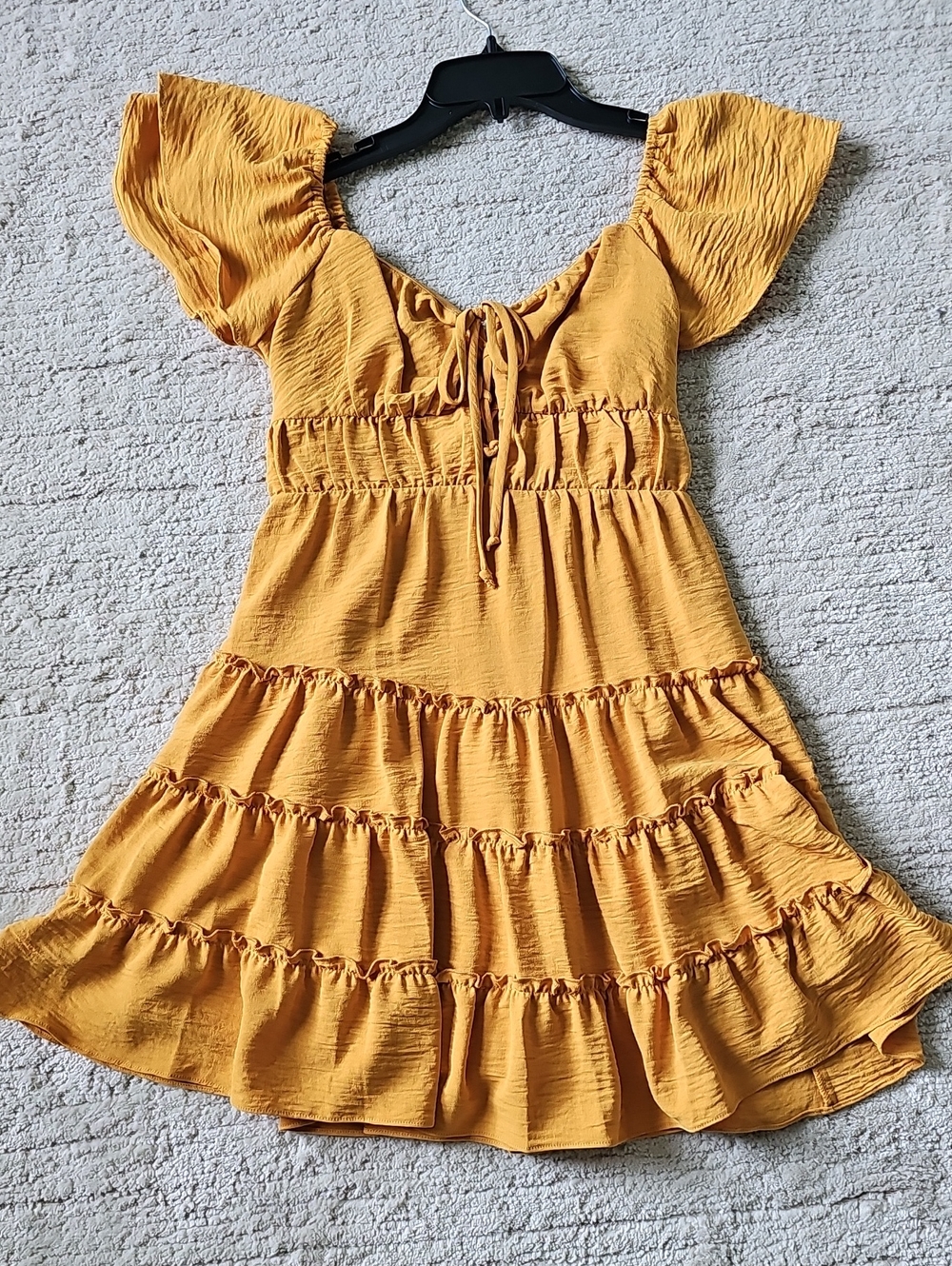 City Studio Mustard Yellow Tiered Ruffle Dress